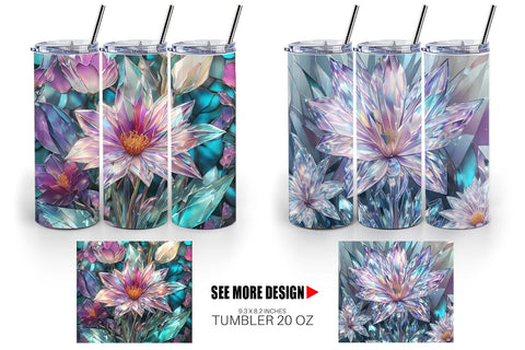 Tumbler Wrap Flower Stained Glass Sublimation artnoy 