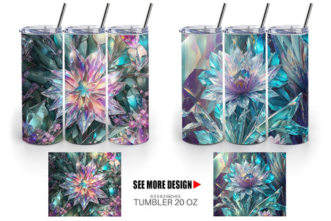 Tumbler Wrap Flower Stained Glass Sublimation artnoy 
