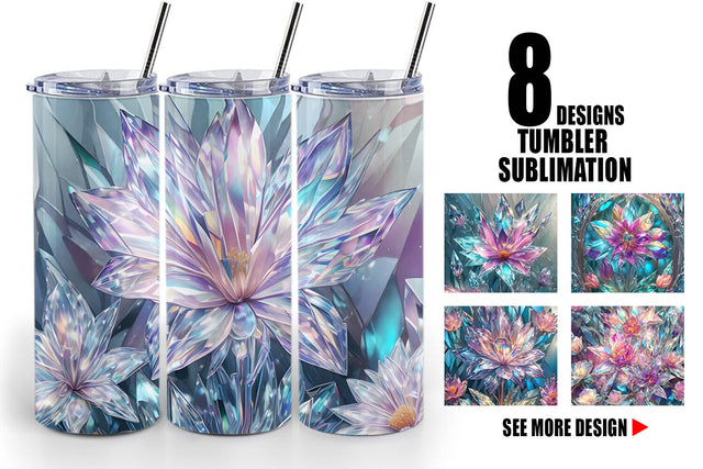 Tumbler Wrap Flower Stained Glass Sublimation artnoy 