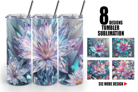 Tumbler Wrap Flower Stained Glass Sublimation artnoy 