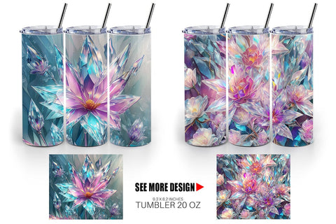 Tumbler Wrap Flower Stained Glass Sublimation artnoy 