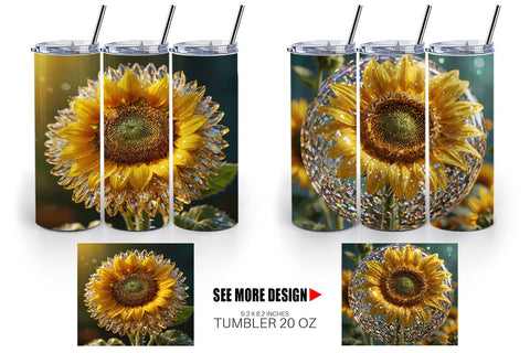Tumbler Wrap Flower Sunflower Glitter Sublimation artnoy 