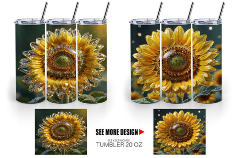 Tumbler Wrap Flower Sunflower Glitter Sublimation artnoy 