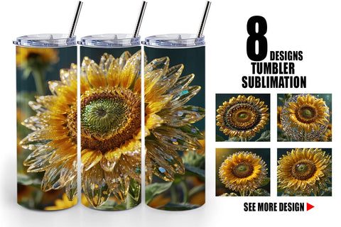 Tumbler Wrap Flower Sunflower Glitter Sublimation artnoy 