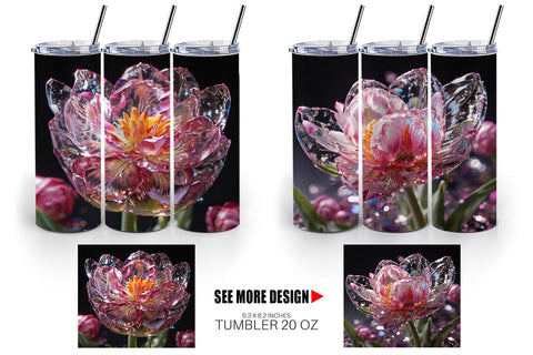Tumbler Wrap Flower Tulips Glitter Sublimation artnoy 