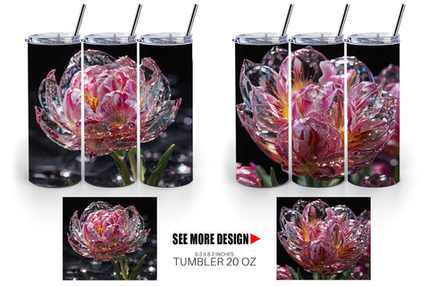 Tumbler Wrap Flower Tulips Glitter Sublimation artnoy 