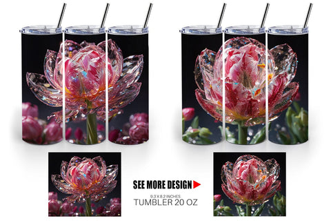 Tumbler Wrap Flower Tulips Glitter Sublimation artnoy 