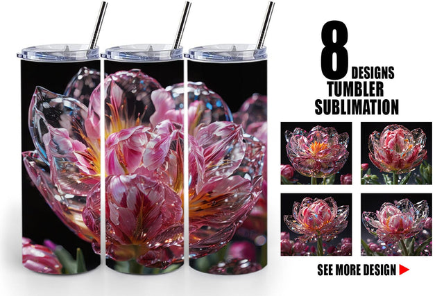 Tumbler Wrap Flower Tulips Glitter Sublimation artnoy 