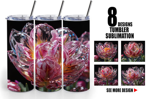 Tumbler Wrap Flower Tulips Glitter Sublimation artnoy 