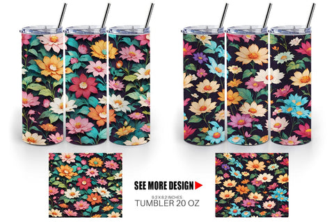 Tumbler Wrap Flowers Colorful Sublimation artnoy 