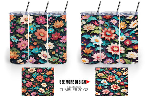 Tumbler Wrap Flowers Colorful Sublimation artnoy 