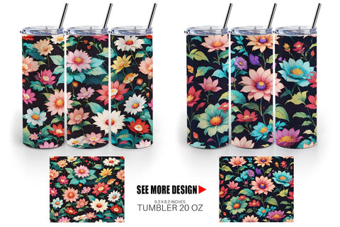 Tumbler Wrap Flowers Colorful Sublimation artnoy 