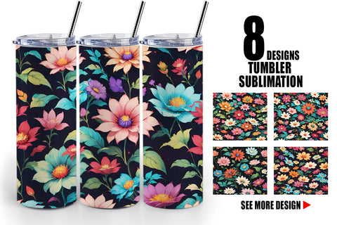 Tumbler Wrap Flowers Colorful Sublimation artnoy 