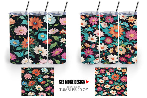 Tumbler Wrap Flowers Colorful Sublimation artnoy 