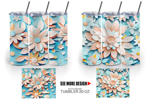 Tumbler Wrap Flowers Pastel Pattern Sublimation artnoy 