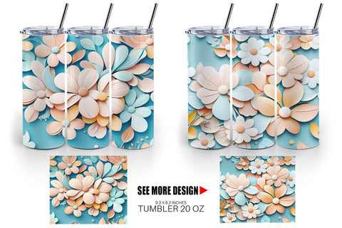 Tumbler Wrap Flowers Pastel Pattern Sublimation artnoy 