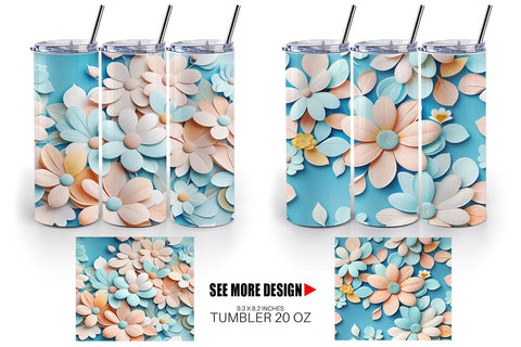 Tumbler Wrap Flowers Pastel Pattern Sublimation artnoy 
