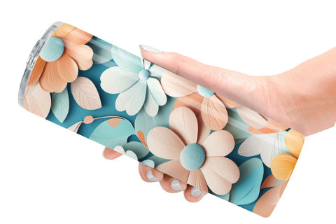 Tumbler Wrap Flowers Pastel Pattern Sublimation artnoy 