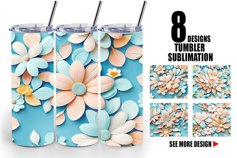 Tumbler Wrap Flowers Pastel Pattern Sublimation artnoy 