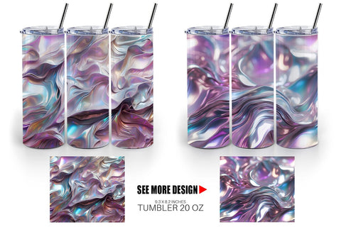 Tumbler Wrap Flowy Holographic Sublimation artnoy 