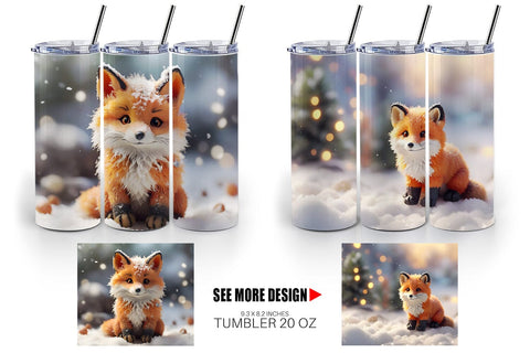 Tumbler Wrap Fox Christmas Sublimation artnoy 