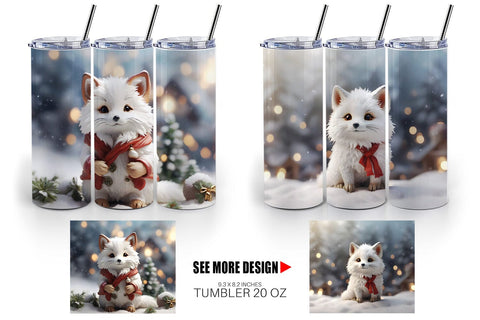 Tumbler Wrap Fox Christmas Sublimation artnoy 