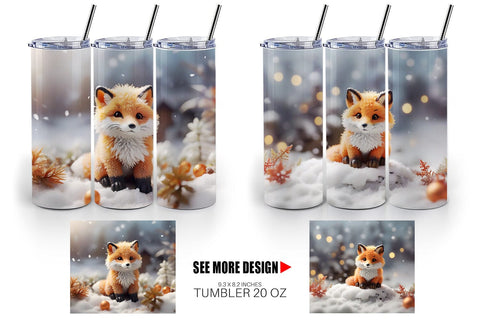 Tumbler Wrap Fox Christmas Sublimation artnoy 