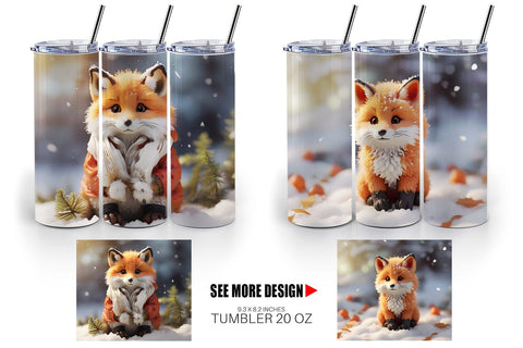 Tumbler Wrap Fox Christmas Sublimation artnoy 