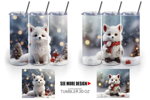 Tumbler Wrap Fox Christmas Sublimation artnoy 