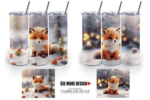 Tumbler Wrap Fox Christmas Sublimation artnoy 