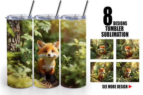 Tumbler Wrap Fox in Summer Forest Sublimation artnoy 
