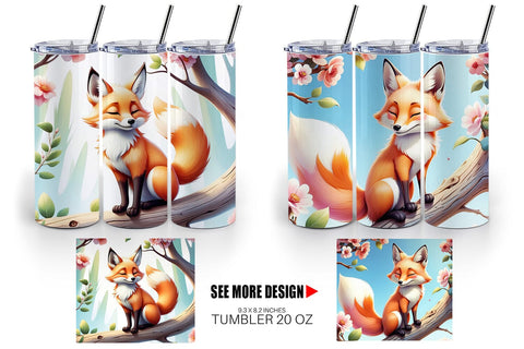 Tumbler Wrap Fox on Branch Sublimation artnoy 
