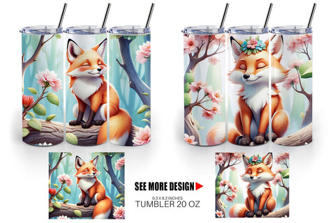 Tumbler Wrap Fox on Branch Sublimation artnoy 