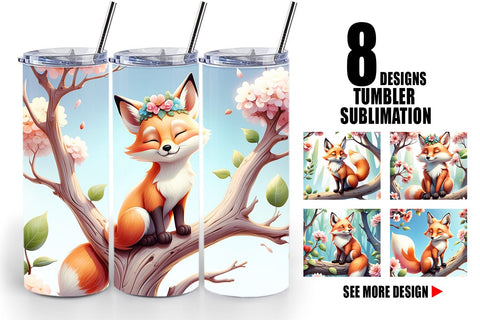 Tumbler Wrap Fox on Branch Sublimation artnoy 