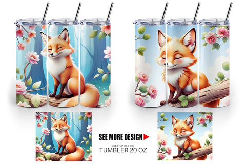 Tumbler Wrap Fox on Branch Sublimation artnoy 