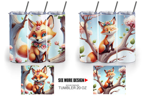 Tumbler Wrap Fox on Branch Sublimation artnoy 
