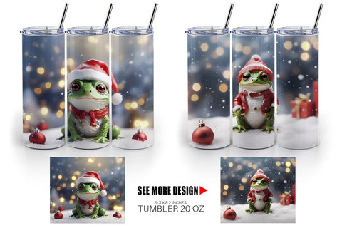 Tumbler Wrap Frog Christmas Sublimation artnoy 
