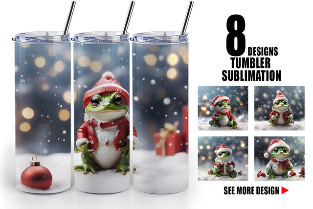Tumbler Wrap Frog Christmas Sublimation artnoy 