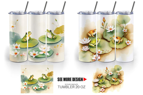 Tumbler Wrap Frog with Lily Pads Sublimation artnoy 