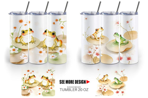 Tumbler Wrap Frog with Lily Pads Sublimation artnoy 