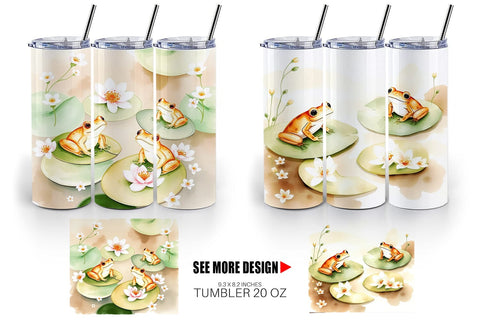 Tumbler Wrap Frog with Lily Pads Sublimation artnoy 