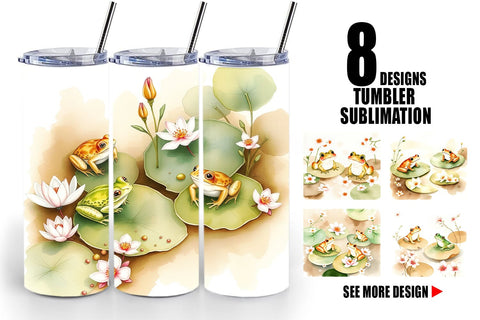 Tumbler Wrap Frog with Lily Pads Sublimation artnoy 