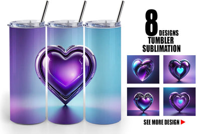 Tumbler Wrap Futuristic Purple Heart Sublimation artnoy 