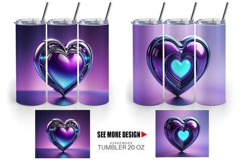 Tumbler Wrap Futuristic Purple Heart Sublimation artnoy 