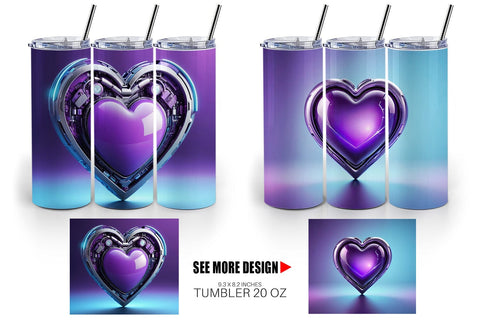 Tumbler Wrap Futuristic Purple Heart Sublimation artnoy 