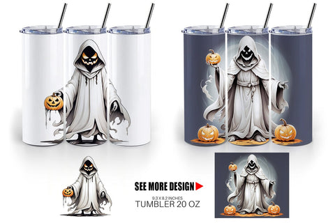 Tumbler Wrap Ghost and Pumpkin Sublimation artnoy 