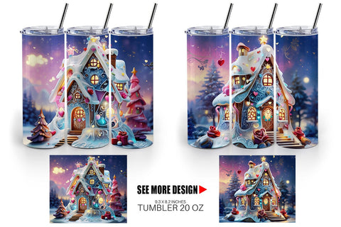 Tumbler Wrap Gingerbread House Sublimation artnoy 