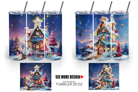Tumbler Wrap Gingerbread House Sublimation artnoy 