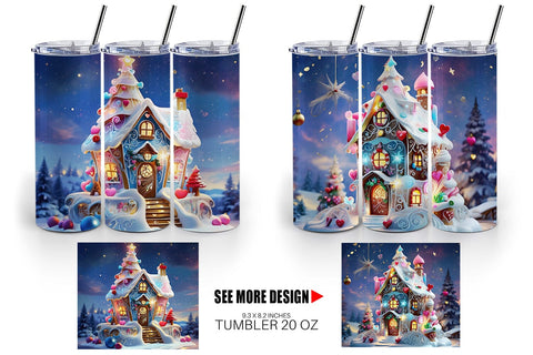 Tumbler Wrap Gingerbread House Sublimation artnoy 