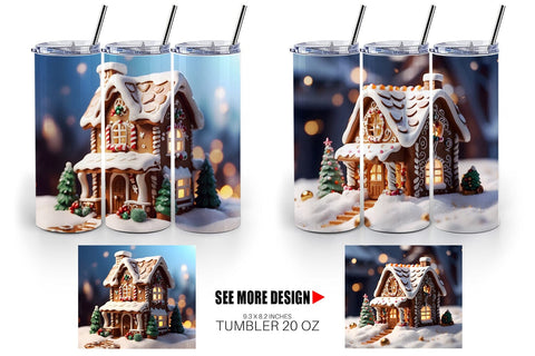 Tumbler Wrap Gingerbread House Sublimation artnoy 